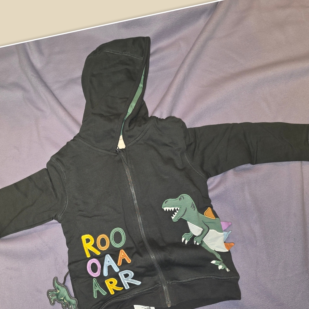 JoJo Maman Bebe Black Dinosaur Hoodie